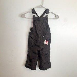 Old Navy Overalls Snowsuit Girls 18-24 Mos. Brown Floral Fleece Lined Pockets